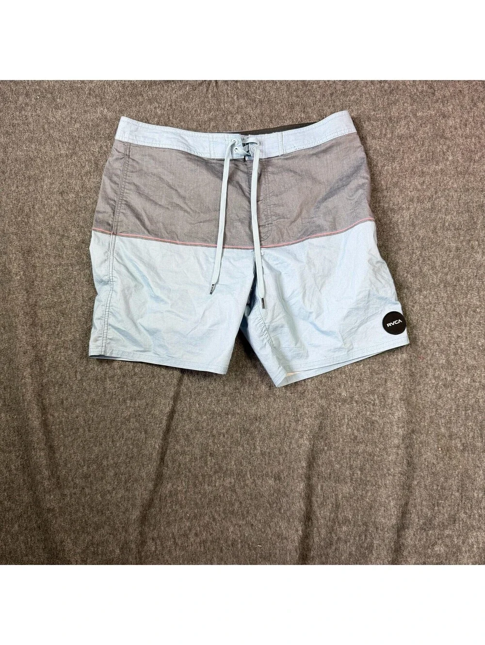 RVCA Board Swim Shorts Mens 36 Blue Gray Colorblock Drawstring Back Pocket